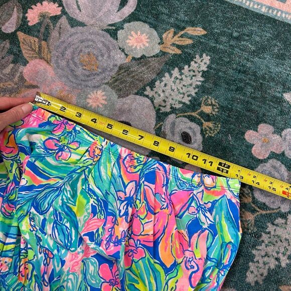 Lilly Pulitzer Windsor Dress Medium Bennet Blue Strapless Floral Pull On Cotton - Picture 9 of 14